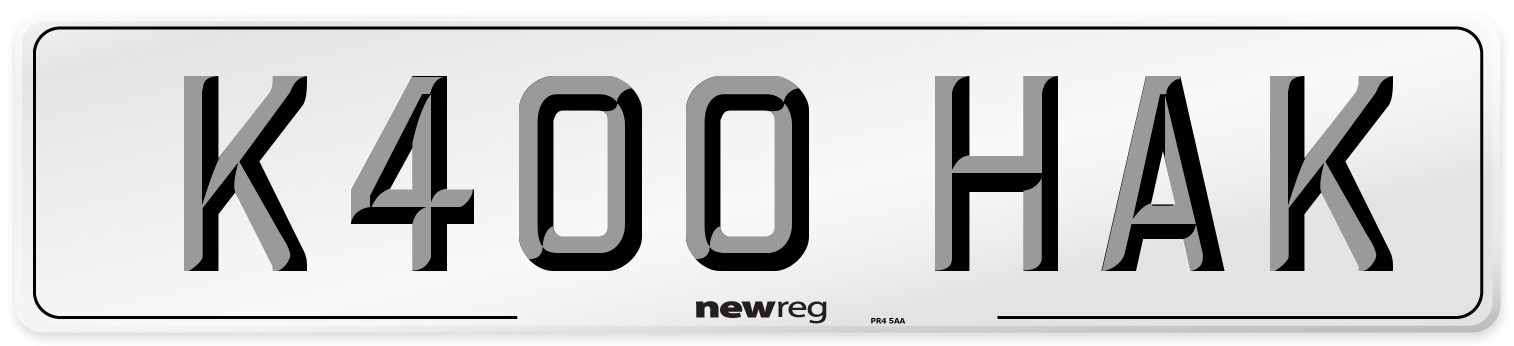 K400 HAK Number Plate from New Reg